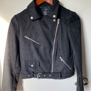 Faux suede moto jacket